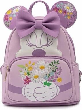 Loungefly Lavender Minnie Mouse Floral Bow Mini Backpack